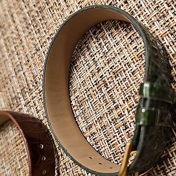 Set of 2 Faux Leather Replacement Watch Bands - Green and Brown - Picture 3 of 3